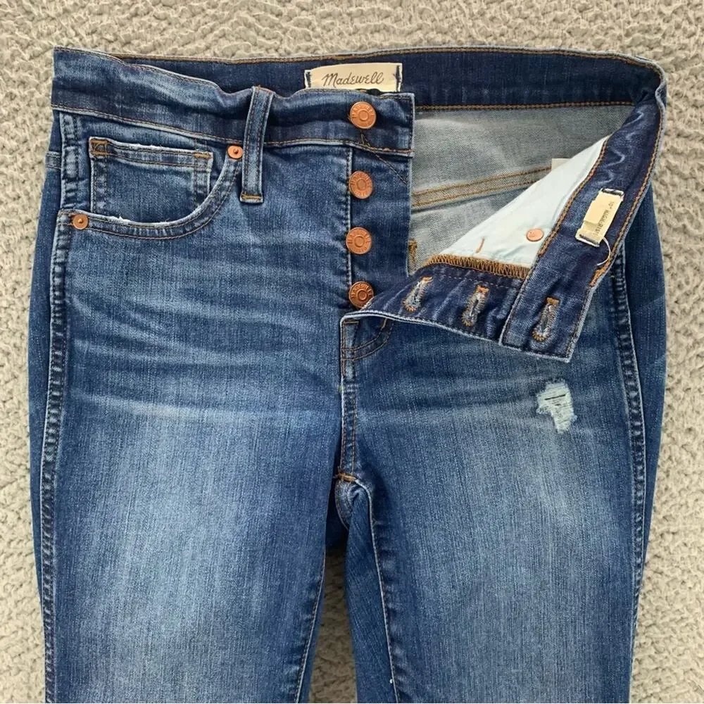 Madewell 10" High-Rise Skinny Button-Front Drop-Hem Women's Jeans  -  Size:  26 - Picture 8 of 16